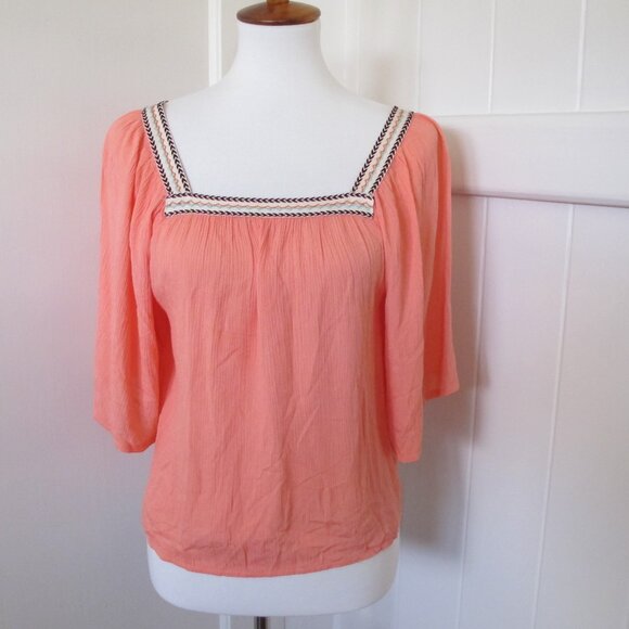 Ya | Loose Sleeve Crepe Square Neck Blouse - Picture 1 of 9